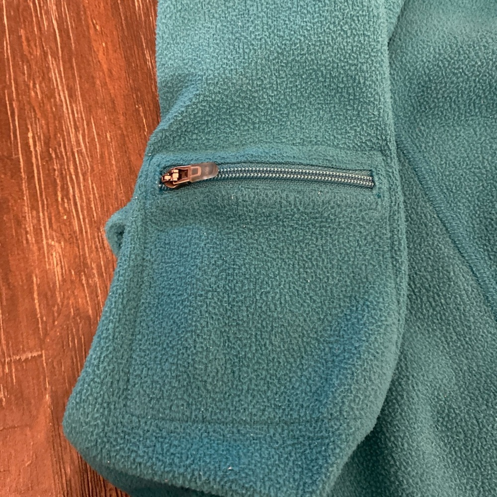 L. L. Bean Fleece Jacket Sz S Women's 1/4 Zip Pullover Shoulder Pocket Aqua Blue - Picture 11 of 12